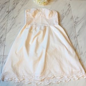 Xhilaration | Cream Strapless Dress Eyelet Detail